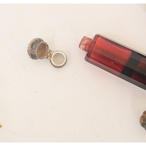 Victorian glass scent bottles: to include a Cranberry double end ...