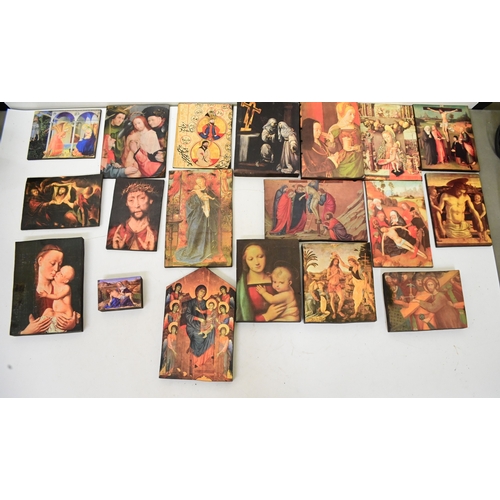 Modern reproduction, transfer printed, religious and similar wooden ...