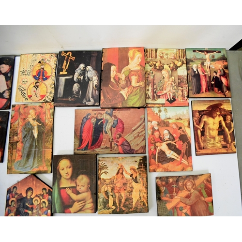 Modern reproduction, transfer printed, religious and similar wooden ...