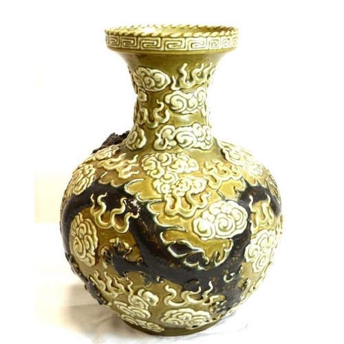 47 - A Chinese vase, decorated with a dragon among clouds, mark to base, height 28cm