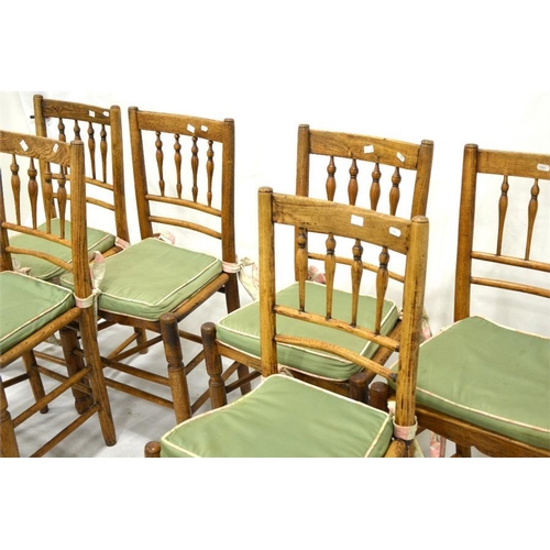 233 - A set of six elm country chairs, spindle and bar backs, stamped marks to finials including PC, possi... 