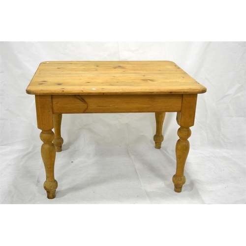 257 - A Victorian washed pine kitchen table, rectangular top, on turned baluster legs, 90cm wide, 74cm hig... 