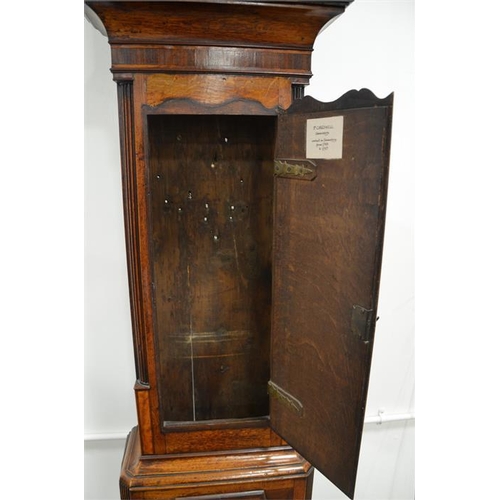 280 - A George III oak and mahogany cross banded longcase clock, F Careswell, Shrewsbury, brass dial below... 