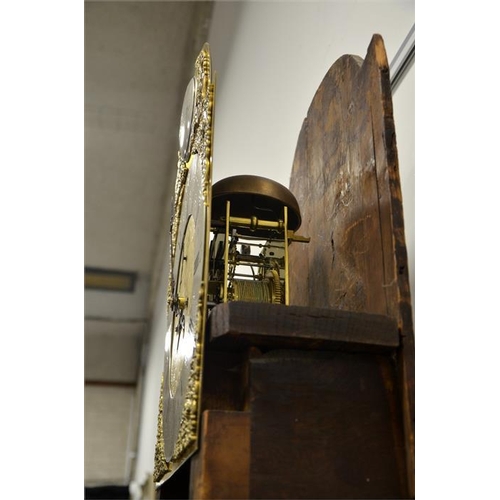 280 - A George III oak and mahogany cross banded longcase clock, F Careswell, Shrewsbury, brass dial below... 