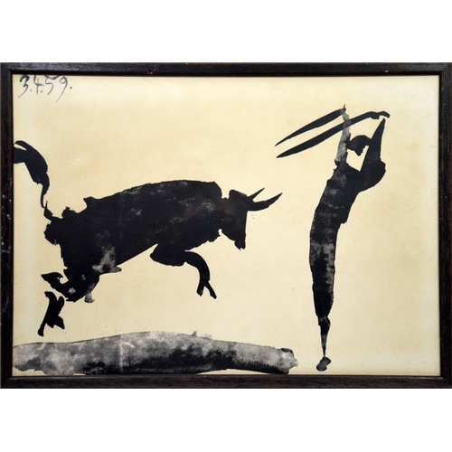 325 - After Pablo Picasso, Bullfight II and III and Rider IV, prints, 30cm x 42cm, framed (3)