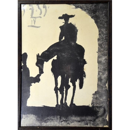 325 - After Pablo Picasso, Bullfight II and III and Rider IV, prints, 30cm x 42cm, framed (3)