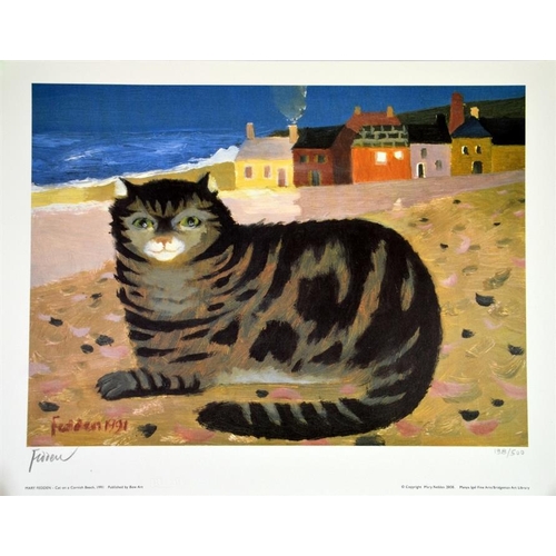 327 - Mary Fedden RA (1915-2012), Cat on a Cornish Beach, 1991, print, signed and numbered 198 of 500, pri... 