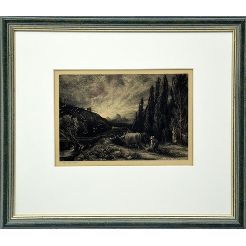 335 - Samuel Palmer (1805-1881), The Early Ploughman (Lister 9), etching 1861, final state printed on old ... 