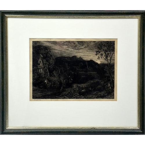 336 - Samuel Palmer (1805-1881), The Bellman (Lister 11), etching 1879, final state printed on old paper i... 