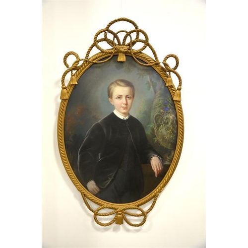 357 - Victorian School, Portrait of a Young Man, pastel, unsigned, 88cm x 66cm, framed