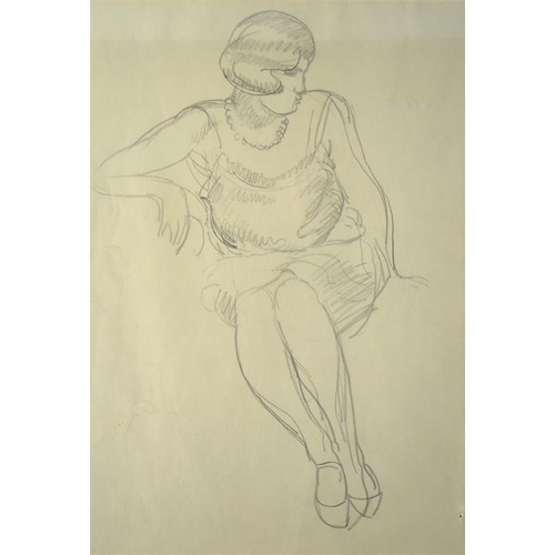 359 - † Sir Matthew Smith CBE (British, 1879-1959), Sketch of a Lady with a Nude on verso, pencil, unsigne... 