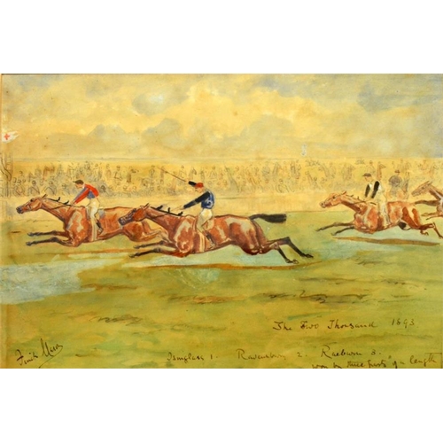 360 - George Finch Mason (British, 1850-1915), The Two Thousand Guineas 1893, watercolour and ink, signed,... 