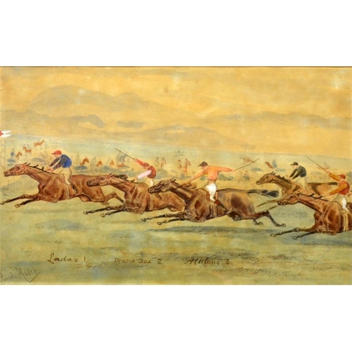 360 - George Finch Mason (British, 1850-1915), The Two Thousand Guineas 1893, watercolour and ink, signed,... 