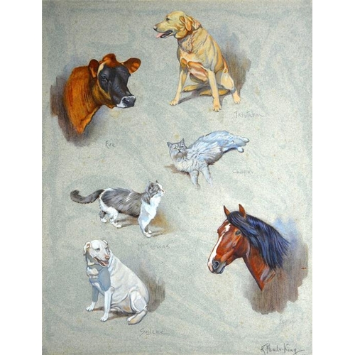 363 - † Eric Meade-King (British, 1911-1987), Family Pets, watercolour, signed and dated 1977, 48cm x 37cm... 