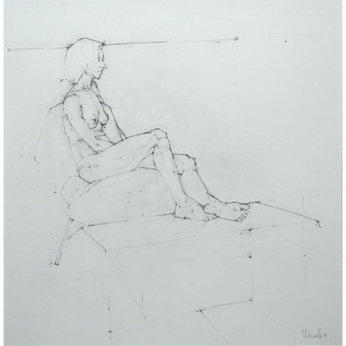 367 - Attributed to Euan Uglow (1932-2000), Nude Study, pencil , signed indistinctly, 34cm x 33cm, framed