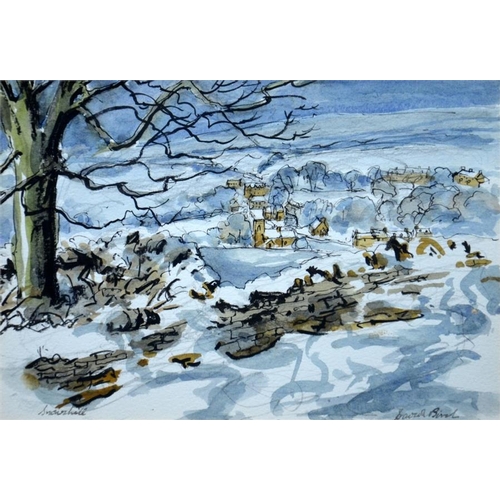 377 - † David Birch (British, b.1945), Snowshill, watercolour, signed, 17cm x 24cm, framed