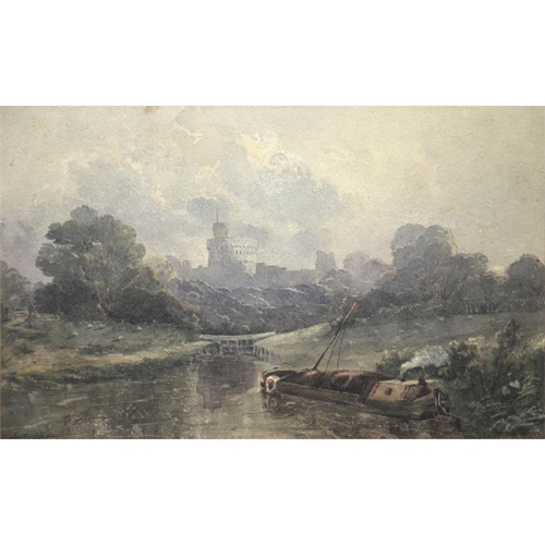 381 - Henry Maplestone (British, 1819-1884), Windsor Castle From The Thames, watercolour, signed, 21cm x 3... 