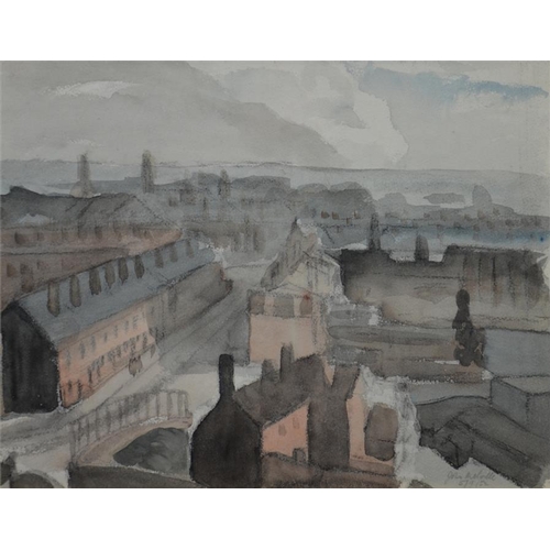 388 - † John Melville (British, 1902-1986), Industrial Landscape, watercolour, signed, 28cm x 36cm, framed