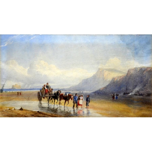 395 - John Wilson Carmichael (British, 1800-1868), Bringing Ashore, watercolour, signed, 18cm x 31cm, fram... 