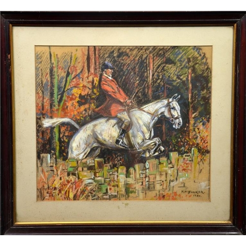 412 - † Kathleen Frances Barker (British, 1901-1969), The Huntsman, pastel, signed and dated 1930, 32cm x ... 