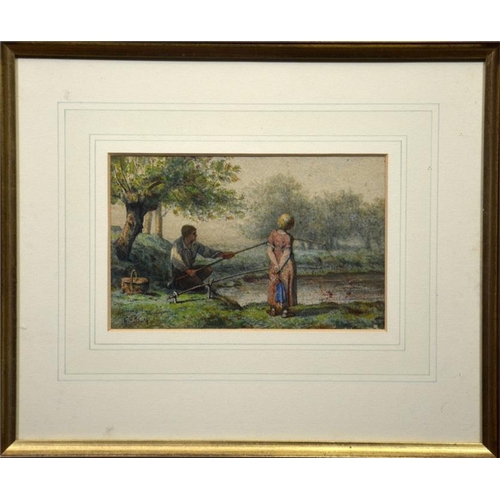 414 - C.H. Lucy (19th century), Summer Pastime, watercolour, signed, 12cm x 18cm, framed