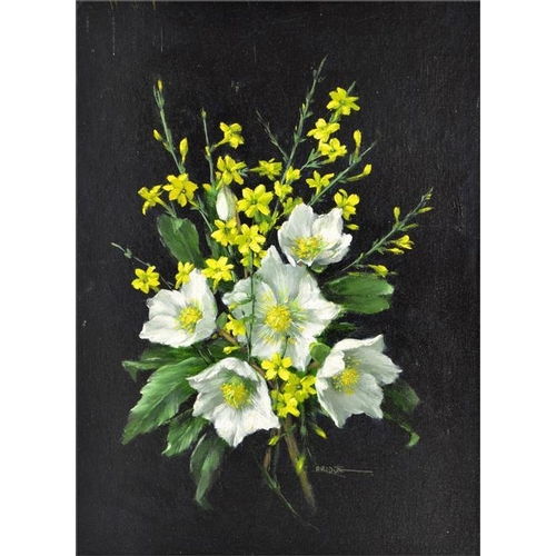 425 - † Elizabeth Bridge (British, 1912-1996), Orchids, oil on board, signed, 39cm x 28cm, framed