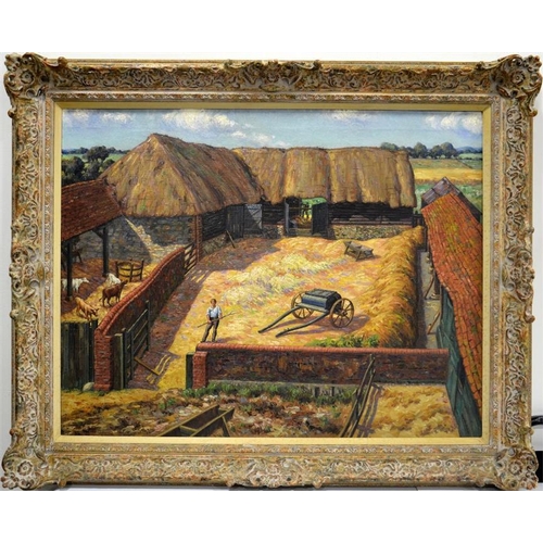 427 - Robert A. Wilson (20th century), Farmyard Scene, oil on canvas, signed, 70cm x 90cm, framed