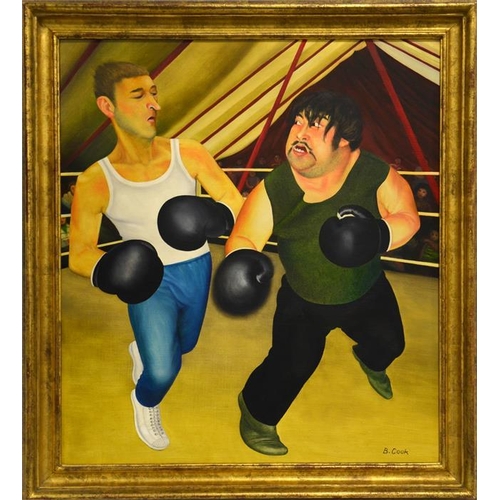 441 -  Beryl Cook (British, 1926-2008), Knockout, oil on board, signed lower right, 66cm x 59cm, framed  ... 