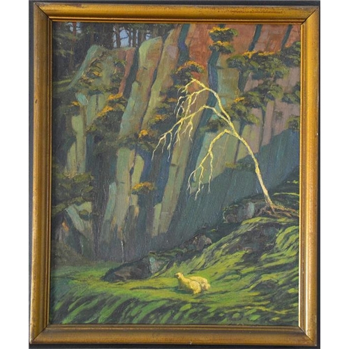 443 - Wierzejewski (20th Century), Woodland Grove, oil on board, together with a South American scene and ... 