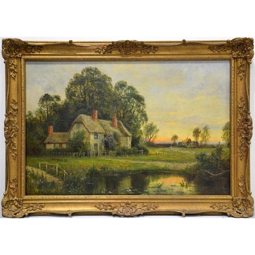 445 - Daniel Sherrin (1868-1942), Rural Landscape with Cottages, oil on canvas, signed William Langley, 52... 