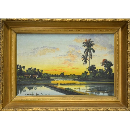 456 - 20th Century School, Vietnamese Landscapes, oil on canvas, a pair, unsigned,  27cm x 42cm, framed (2... 