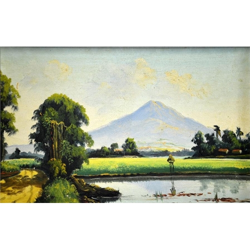 456 - 20th Century School, Vietnamese Landscapes, oil on canvas, a pair, unsigned,  27cm x 42cm, framed (2... 