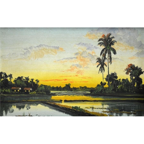 456 - 20th Century School, Vietnamese Landscapes, oil on canvas, a pair, unsigned,  27cm x 42cm, framed (2... 