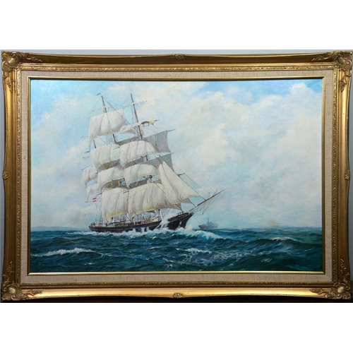 471 -  David McCarroll, Lurns - Three Masted Schooner, oil on board, signed and dated 93, 60cm x 92cm, fr... 