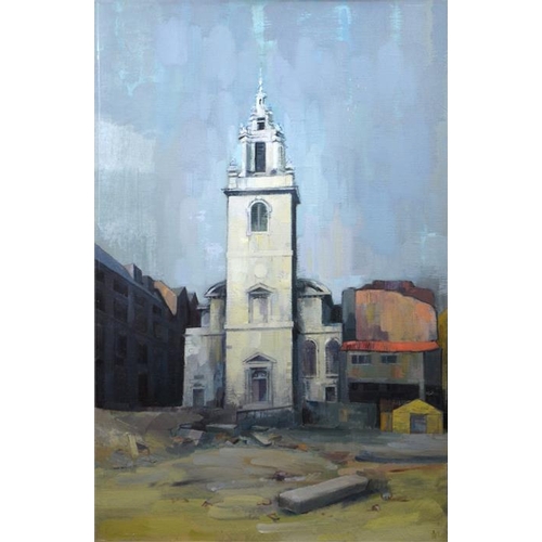 476 -  Phillip Hemsley (British, b.1933), St James Garlickhythe Church, oil on canvas, signed verso, 76cm... 