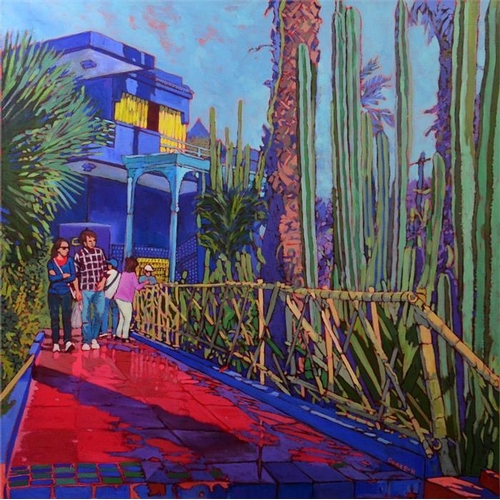 485 -  Anne Blankson-Hemans (b.1960), Majorelle II, oil on canvas, signed, 80cm x 80cm, unframed