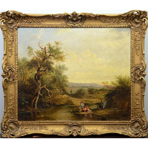 487 - Follower of Joseph Horlor (British, 1809-1887), River Scene, oil on canvas, unsigned, 51cm x 61cm, u... 