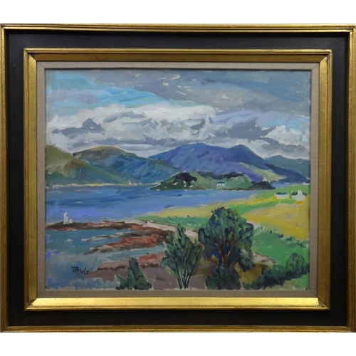 491 -  John Pawle (British, 1915-2010), Suna Island, Loche Linhe, oil on canvas, signed, 50cm x 60cm, fra... 