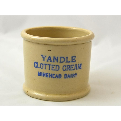 501 - A large cream cylinder from Yandle Clotted Cream, Minehead Dair, 9cm high.