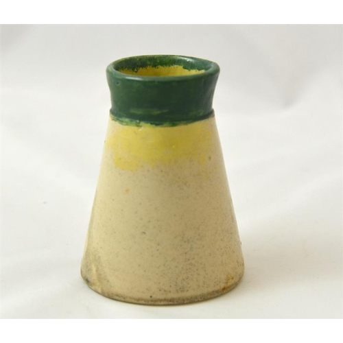 505 - A green top churn shaped cream pot from the Lady Warwick Hostel, Studley Castle 9.5cm high.