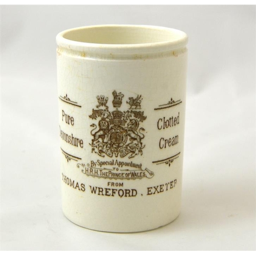 513 - A large clotted cream jar from Thomas Wreford Exeter 11cm high.