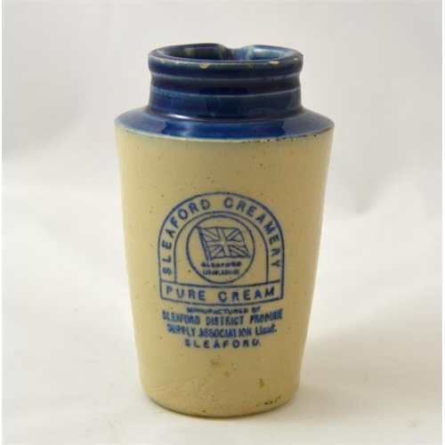 517 - A blue top cream pot (large size) from the Sleaford Creamery 13.5cm high.