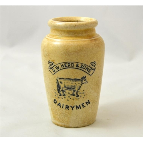 529 - A cream pot with cow transfer from G.W. Herd & Sons 12.5cm high