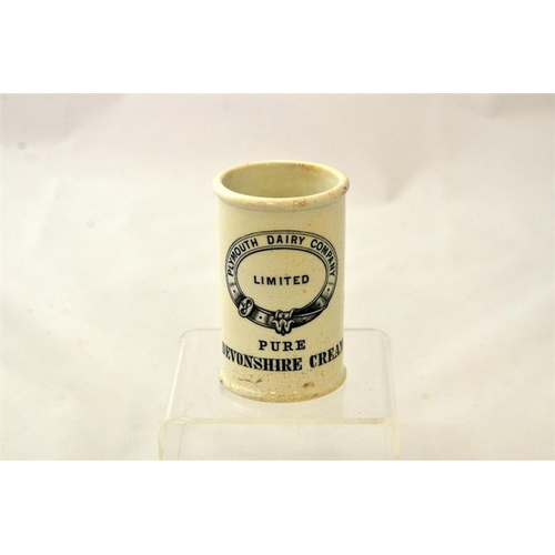 552 - A cylinder cream pot from the Plymouth Dairy Co Ltd 9.5cm high.