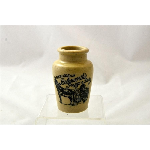 563 - A small green top cream pot from Bolesworth's Prize Dairy, Loughborough with horse and cart trademar... 