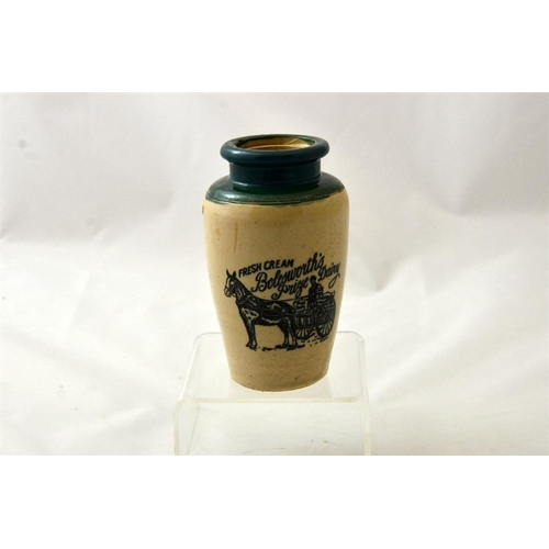 578 - A large green top cream pot from Bolesworth's Prize Dairy, Loughborough with horse and cart trademar... 