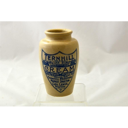 581 - A large cream pot with blue transfer from George Lewis, Ternhill Creamery, Market Drayton 12.5cm hig... 