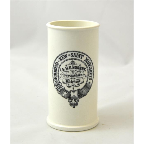 588 - A cylinder cream pot from F & HE Hornby Richmond, Kew & St Margarets 12.5cm