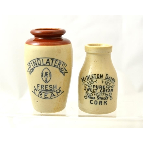 603 - Two large Irish cream pots from Findlater's and Midleton Dairy, Cork (2) 13cm high.