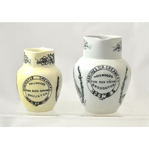 604 - A large and a small pottery jug to commemorate Queen Victoria's 1887 jubilee from Hailwood's Manches... 